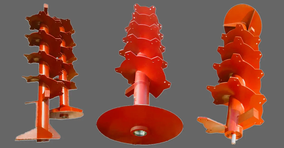 Custom auger screw assemblies produced for a bulk material handling project