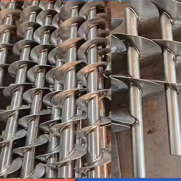 Variable-pitch spiral flight designed for controlled material flow Variable-pitch spiral flight designed for controlled material flow